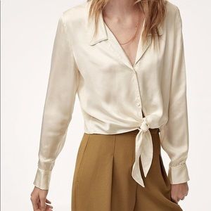 Aritzia Wilfred Silky Tie Blouse XS